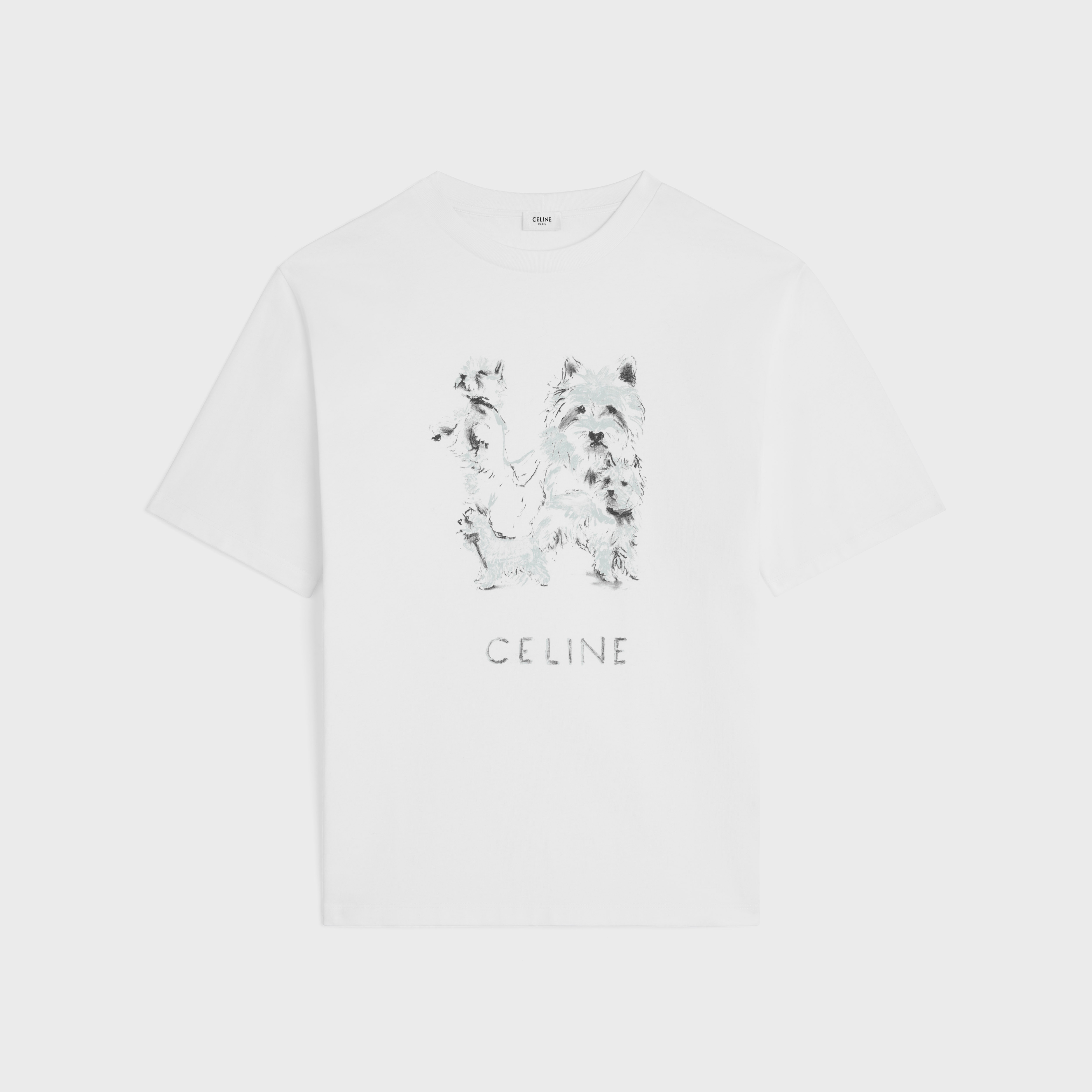 oversized t-shirt IN cotton jersey - OFF WHITE/GRIS | CELINE